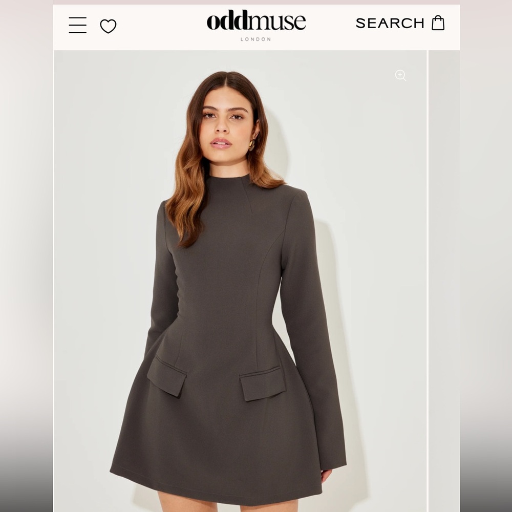 Odd Muse Split Sleeve Mini Dress in Slate Grey (XS)